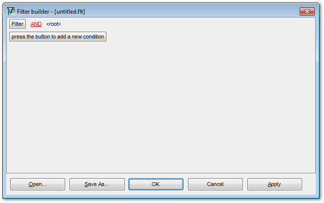 Filter Builder dialog - Adding a new condition