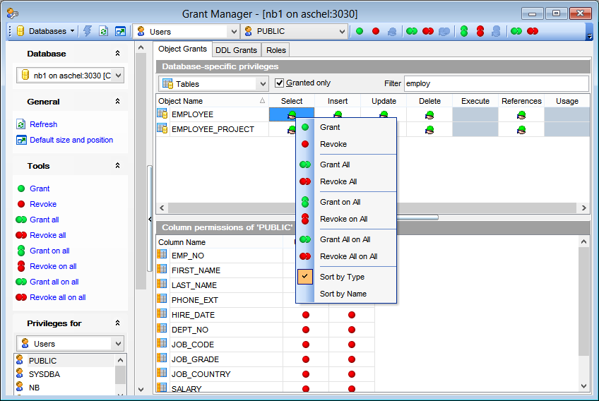 Grant Manager - Managing database-specific privileges
