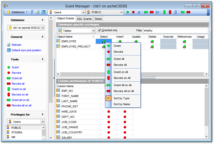 Grant Manager - Managing database-specific privileges