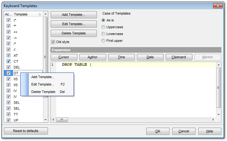 Keyboard Templates