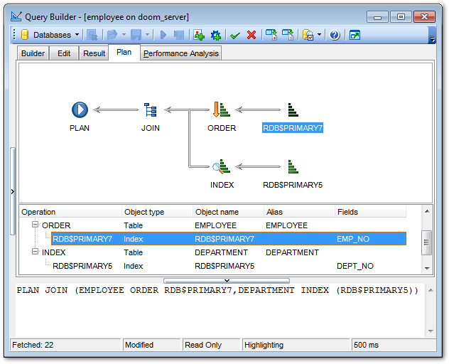 Query Builder - Viewing query plan