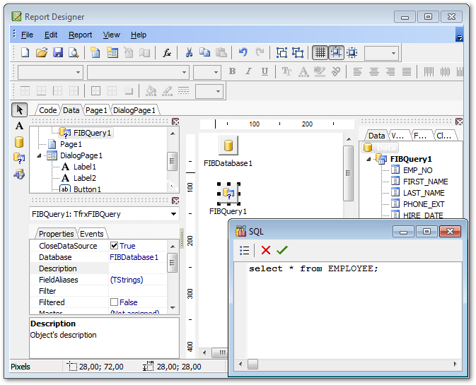 Report Designer - Adding query component