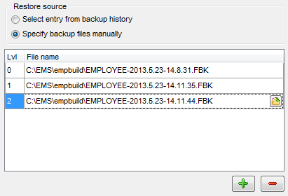Restore Database - Restore from Incremental Backup - Backup files