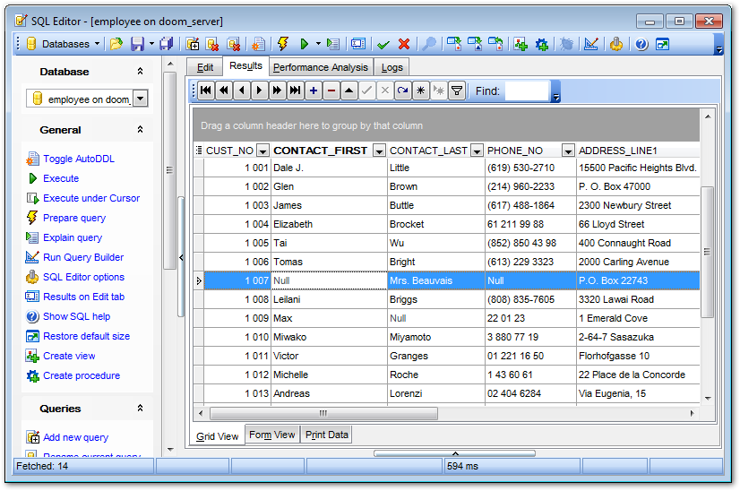 SQL Editor - Viewing results