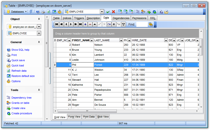 Table Editor - Working with table data