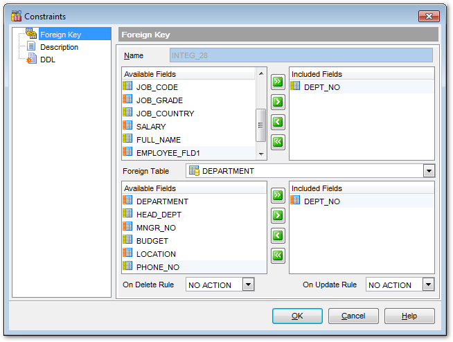 Tables - Constraints Editor - Foreign Key