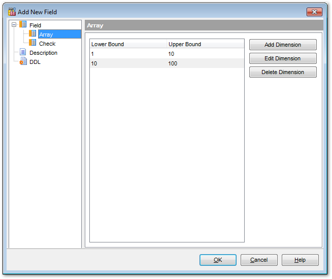 Tables - Field Editor - Array