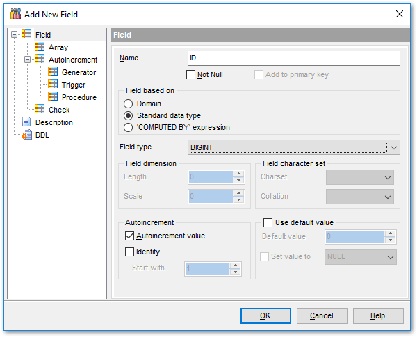 Tables - Field Editor