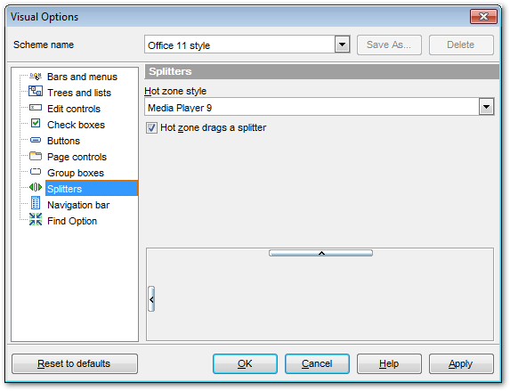 Visual Options - Splitters