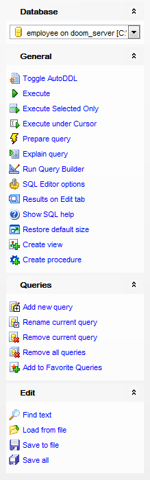 SQL Editor - Using Navigation bar