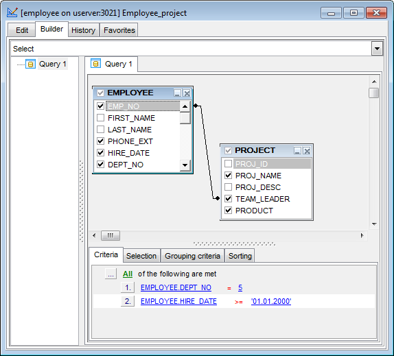 hs3321 - Working with Query Builder area