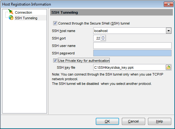 hs3272 - Setting SSH tunnel options