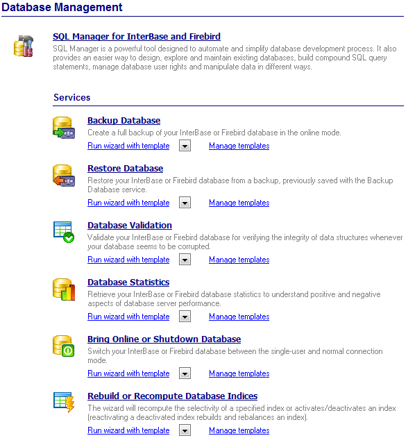 Database Management - Desktop Panel