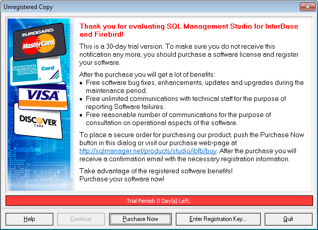 Welcome to SQL Studio - Unregistered copy