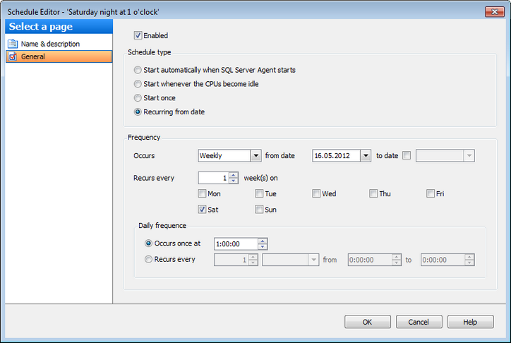 Create schedule