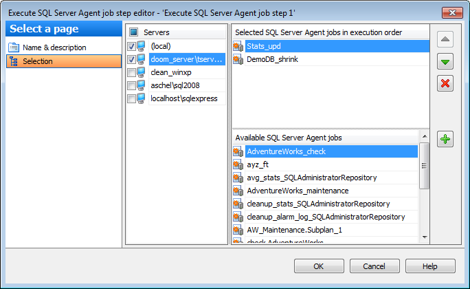 Editing Service task template - Execute EMS SQL Agent server job - General