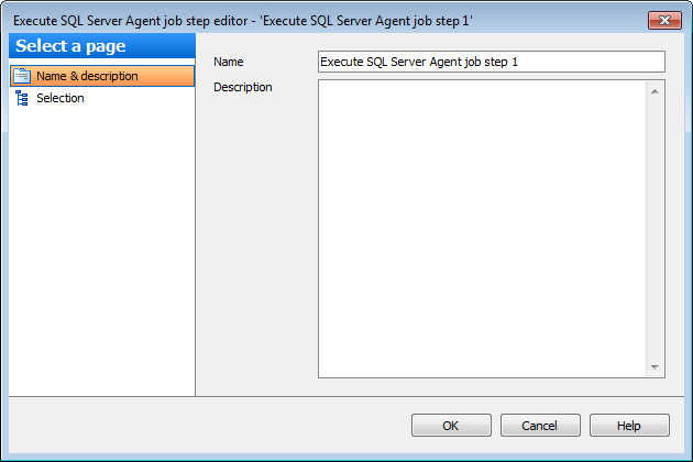 Editing Service task template - Execute EMS SQL Agent server job - Name