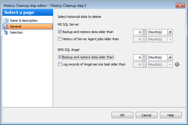 Editing Service task template - History Cleanup - General