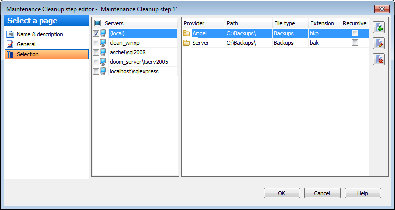 Editing Service task template - Maintenance Cleanup - Selection