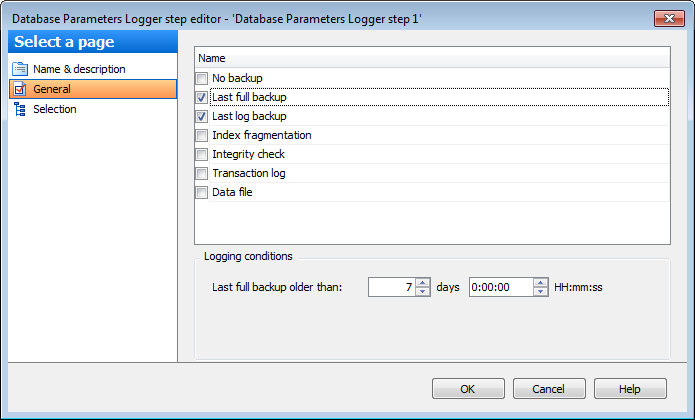 Editing Service task template - Server Params Logger - General