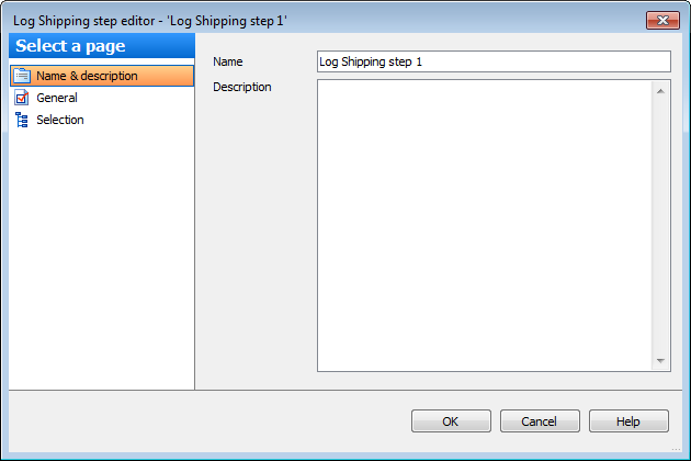 Editing Service task template-Transaction Log Shipping-Name