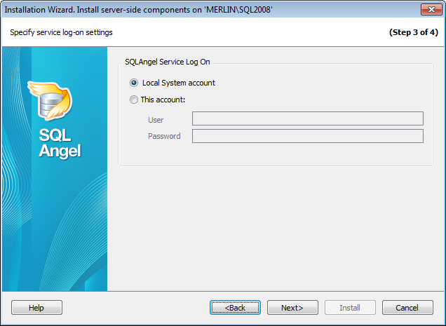 Installation Wizard - Specifying account information