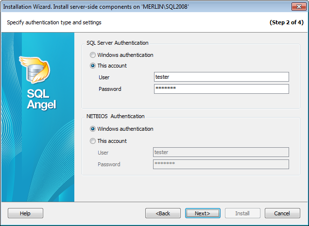 Installation Wizard - Specifying authorization information_netbios