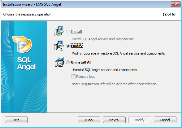 InstallWizard - Choose the nessesary operation