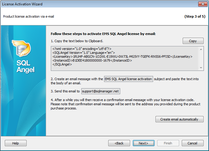 License activation - E-mail activation