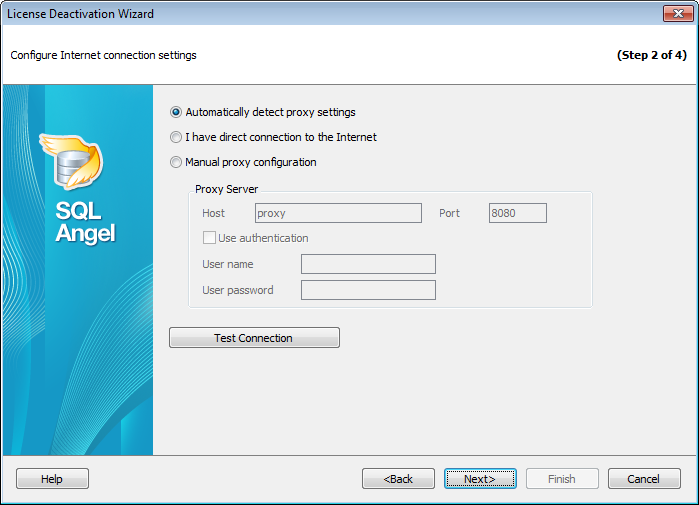 License deactivation - Configure Internet connection settings