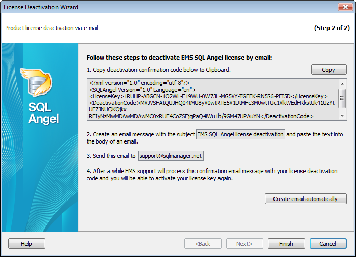 License deactivation - Email deactivation