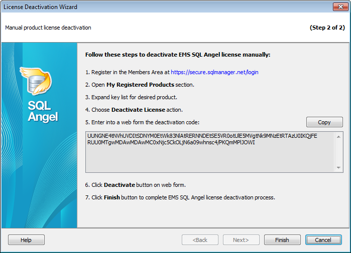 License deactivation - Website deactivation