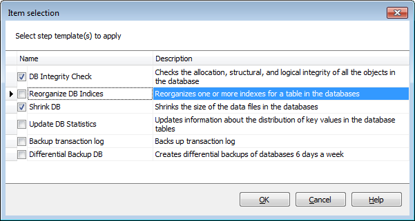 Maintenance Policies - SelectingTemplate