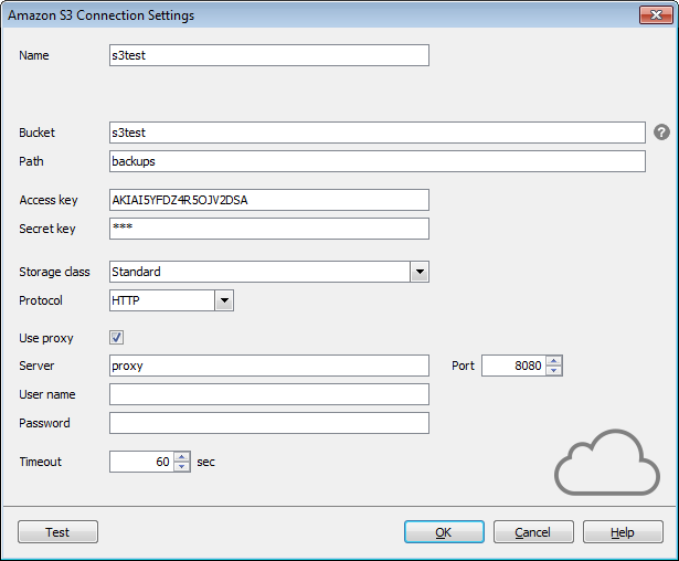 Options - Cloud connections - S3