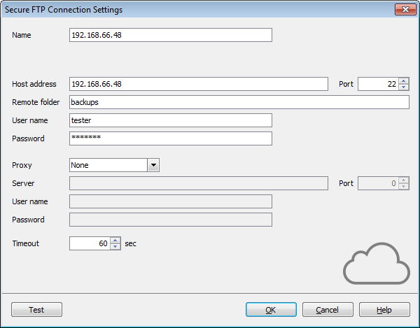 Options - Cloud connections - SFTP