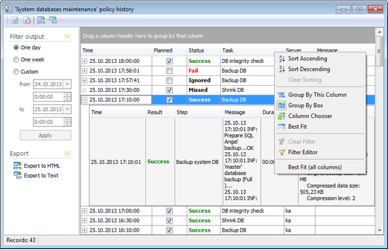 Policy History Viewer