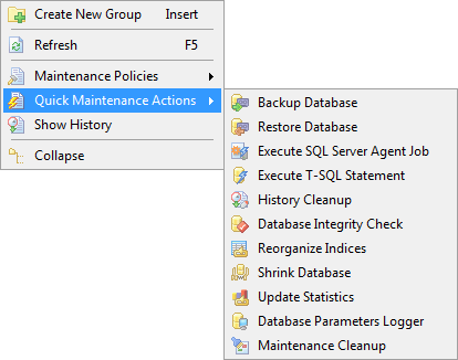 Servers Management - Popup menu - Groups