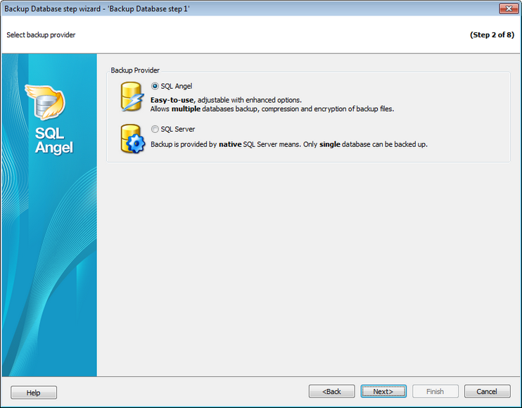 Service tasks - Backup Database - SQL Angel backup