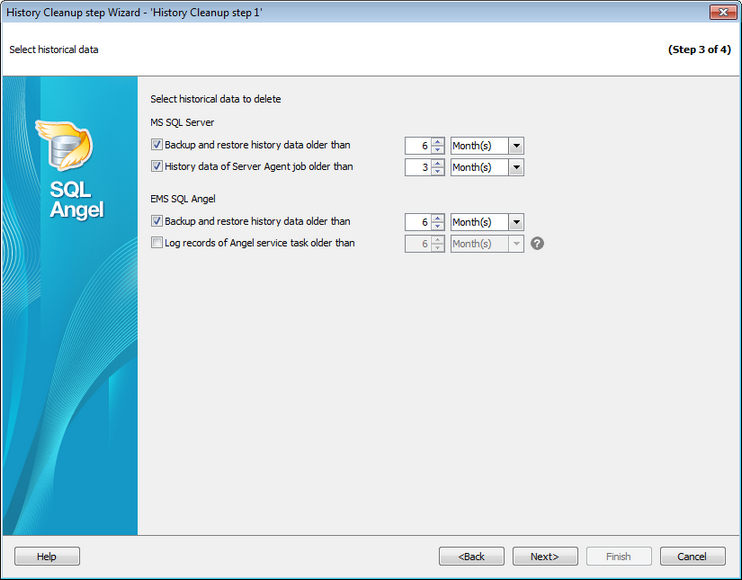 Service tasks - History Cleanup - Selecting history
