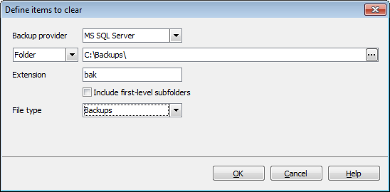 Service tasks - Maintenance cleanup - Define items to clear
