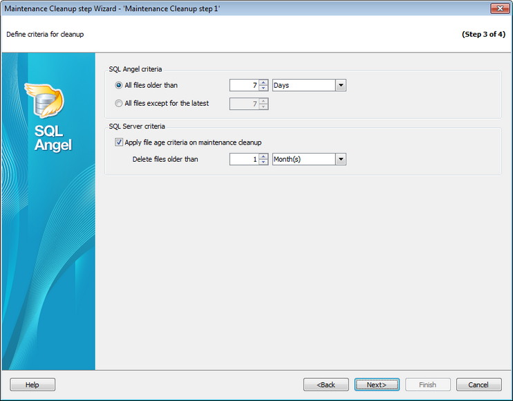 Service tasks - Maintenance cleanup - Defining cleanup criteria