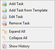 Task popup menu