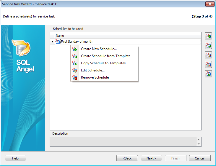 Task templates - Service task wizard - Define a schedule for service task