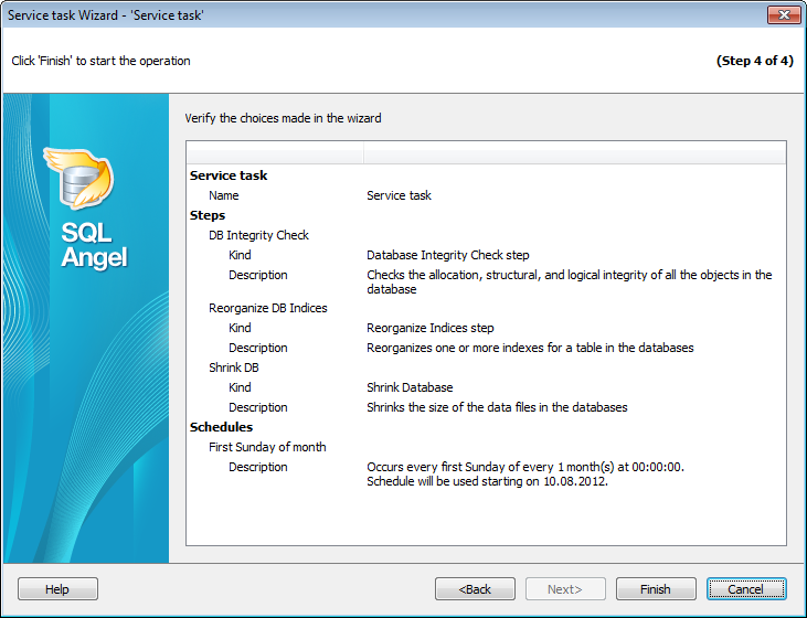 Task templates - Service task wizard - Executing