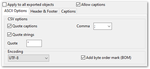 Step 7 - Format-specific options - CSV