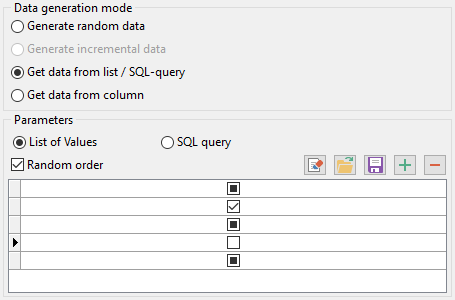 Bit field parameters - Mode - List or query