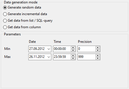 Date field parameters - Mode - Random data