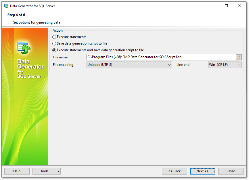 Step 4 - Setting generation options