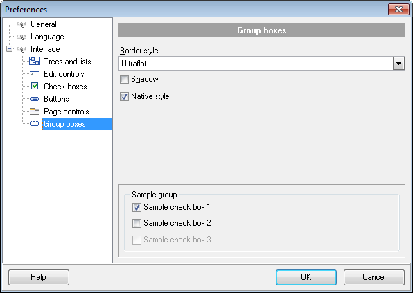 Preferences - Interface - Group boxes
