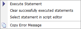 Step 6 - Script execution information - Context menu
